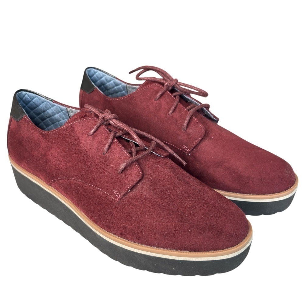Dr. Scholl’s Lillian Lace-Up Oxford Comfort Shoes Size 8 Maroon Red Faux Suede